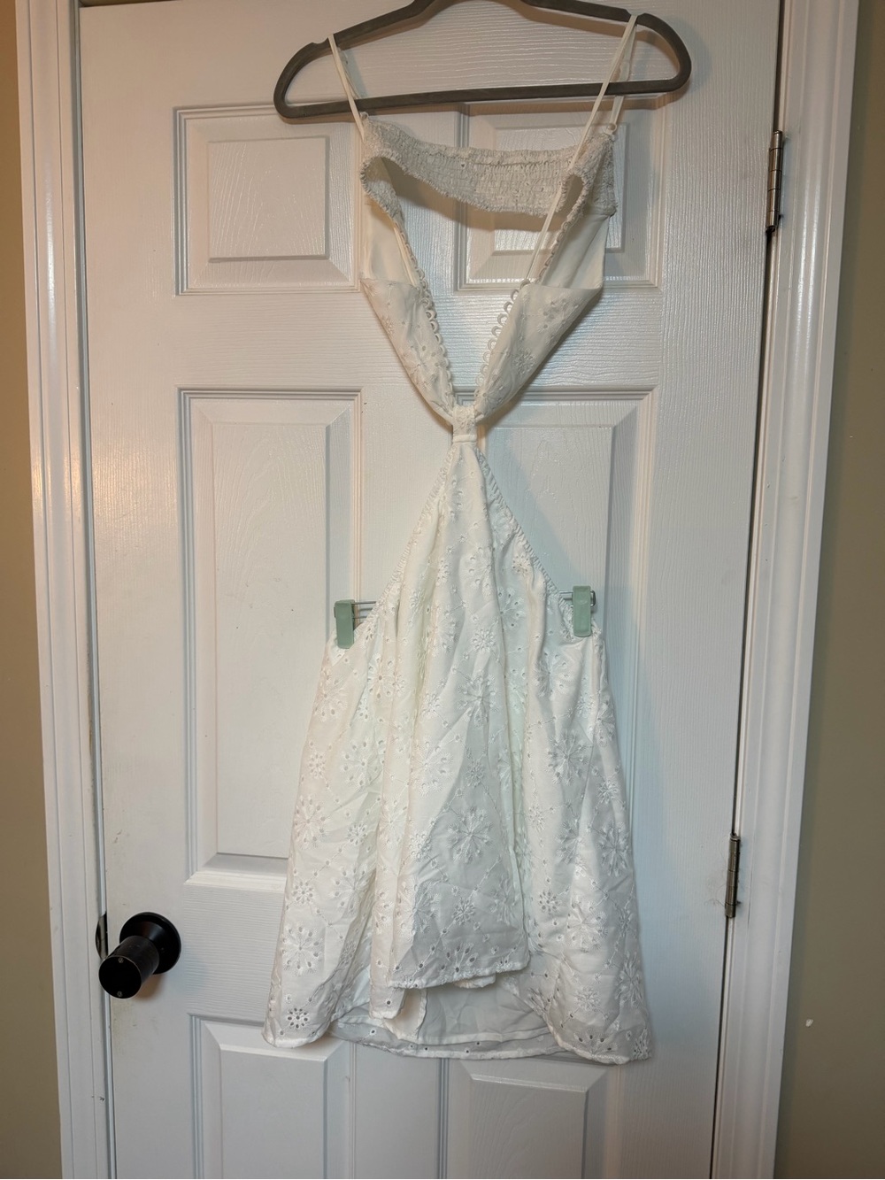 SHEIN White Eyelet Mini Dress with Spaghetti Straps